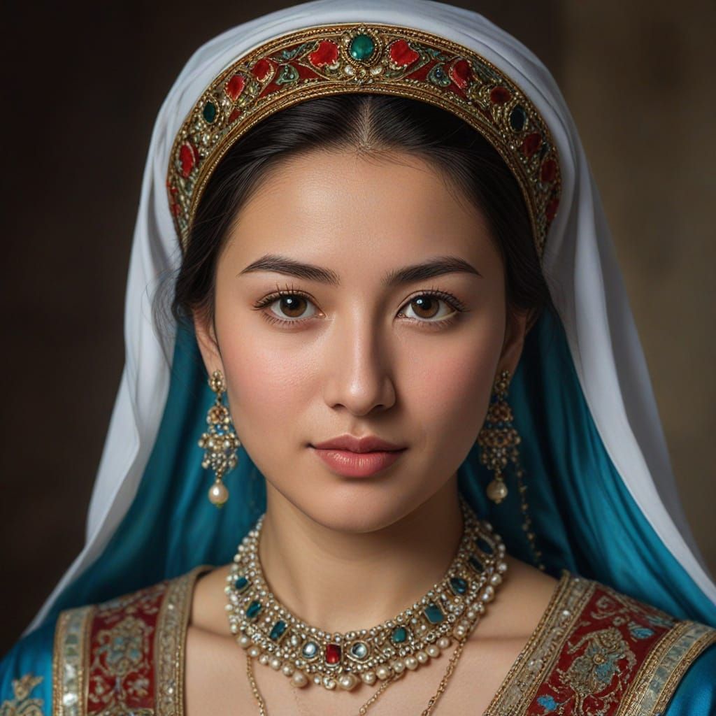 Uyghur Woman Portrait in Rubens Oil Painting Style