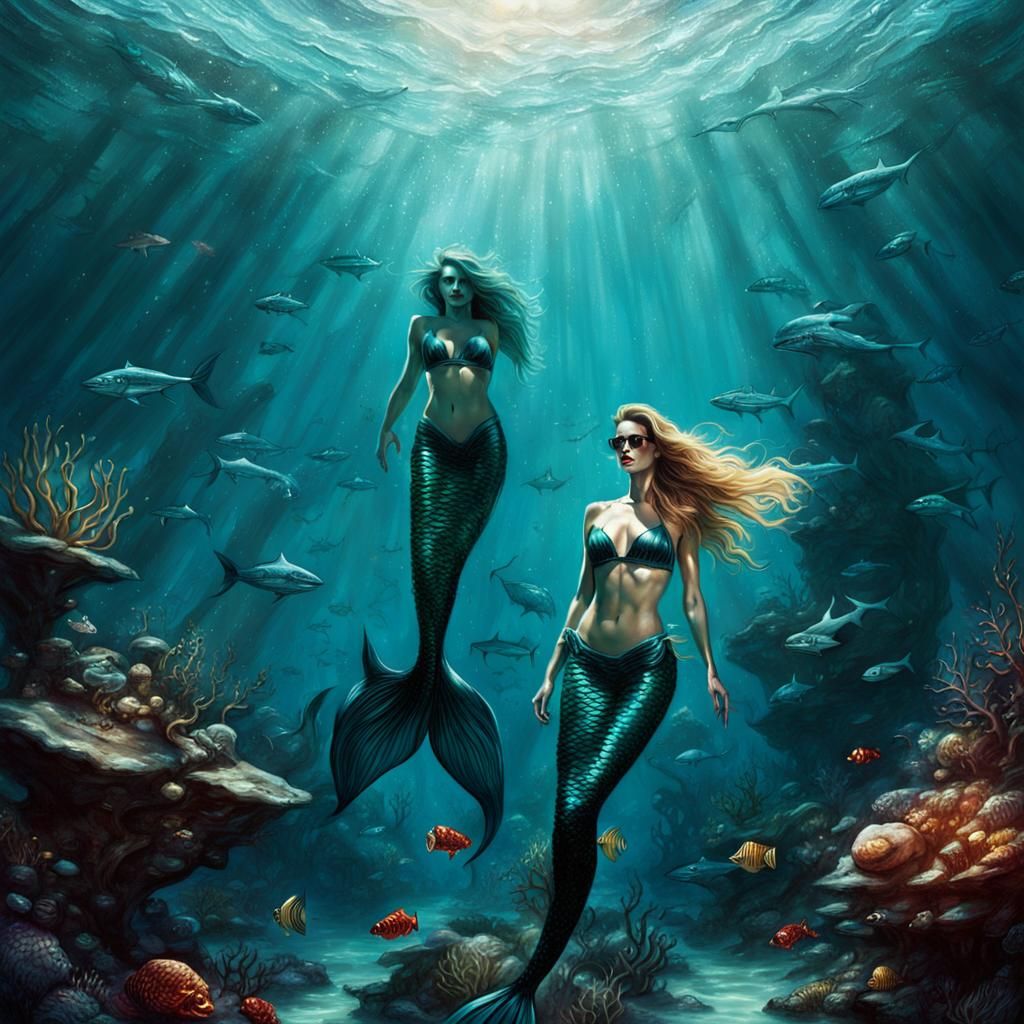Mermaid Bikini Underwater Dark Fantasy