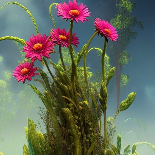 Detailed Glass Mum Flower Matte Painting