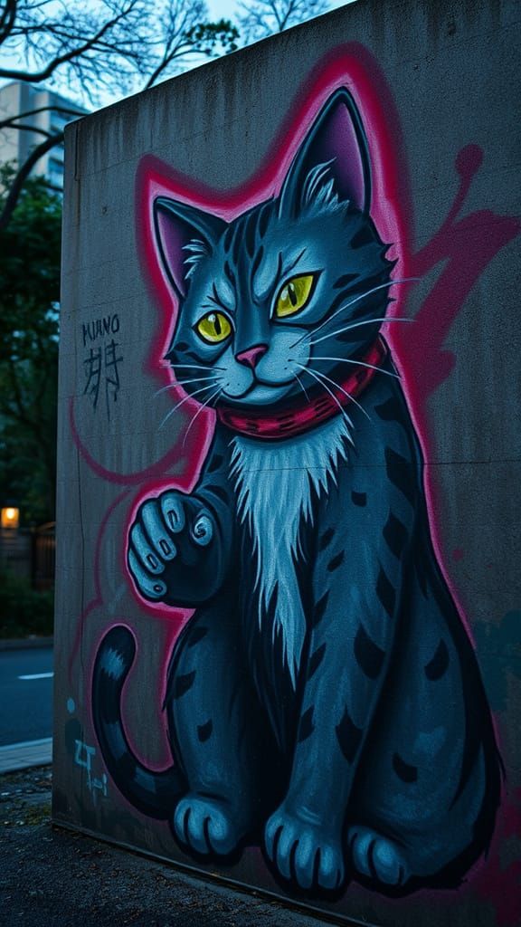 Kuro-neko-dan graffiti in Yoyogi Park