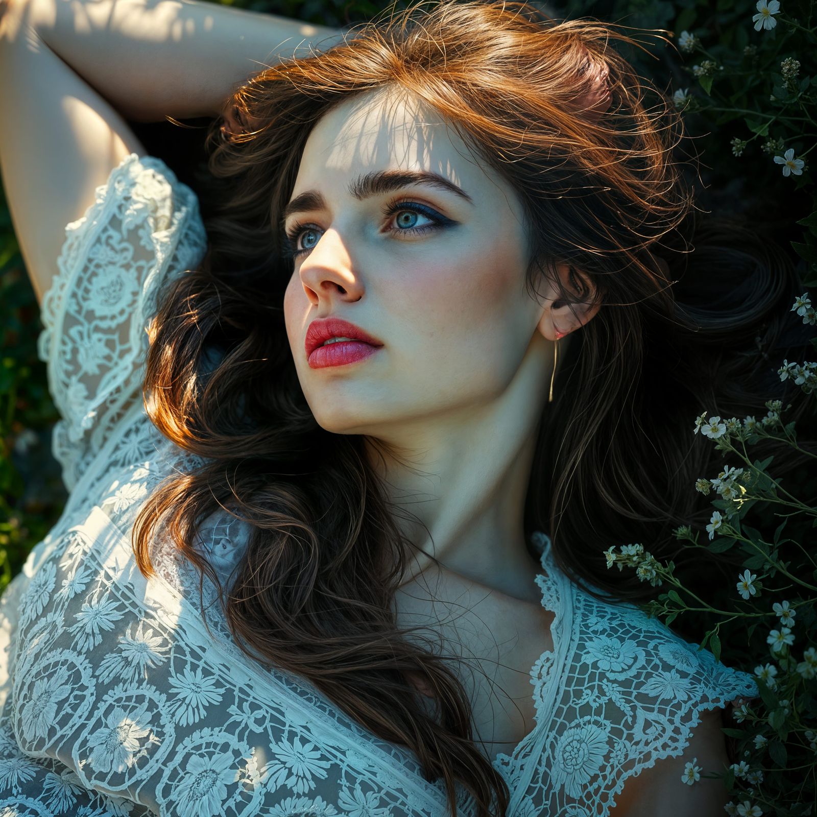 Dappled Sunlight on a Preraphaelite Woman