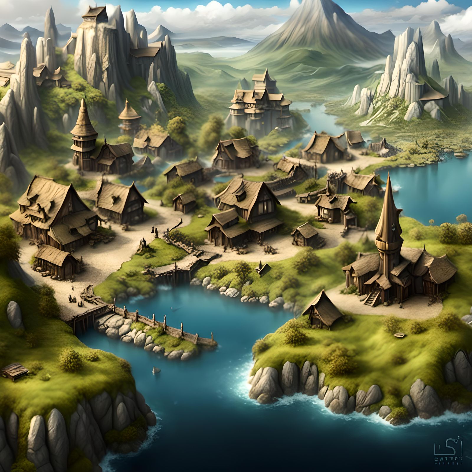 Fantasy Settlement Matte Painting