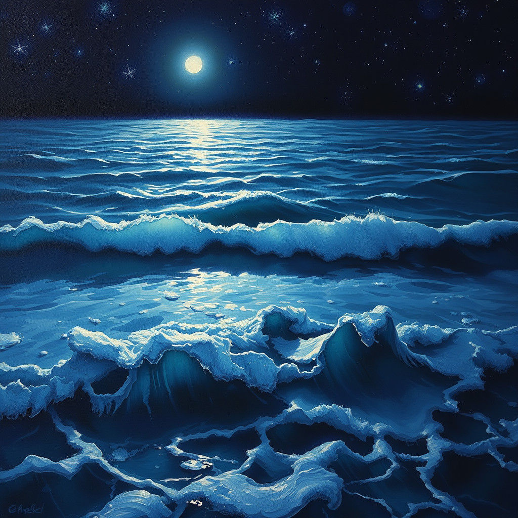 Ethereal Seascape: Oil Painting of Submerged Figure