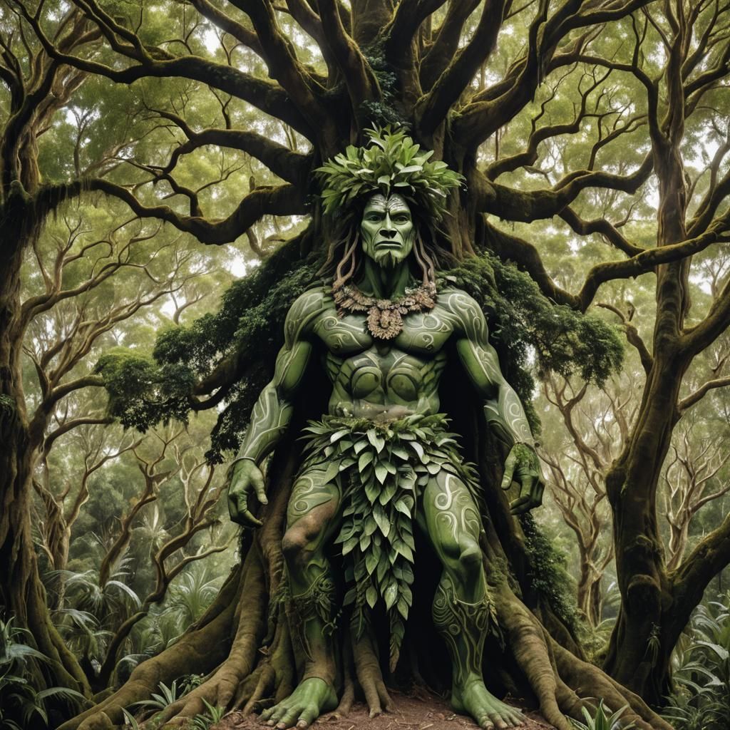 Tāne Mahuta Depicted as a Tree God