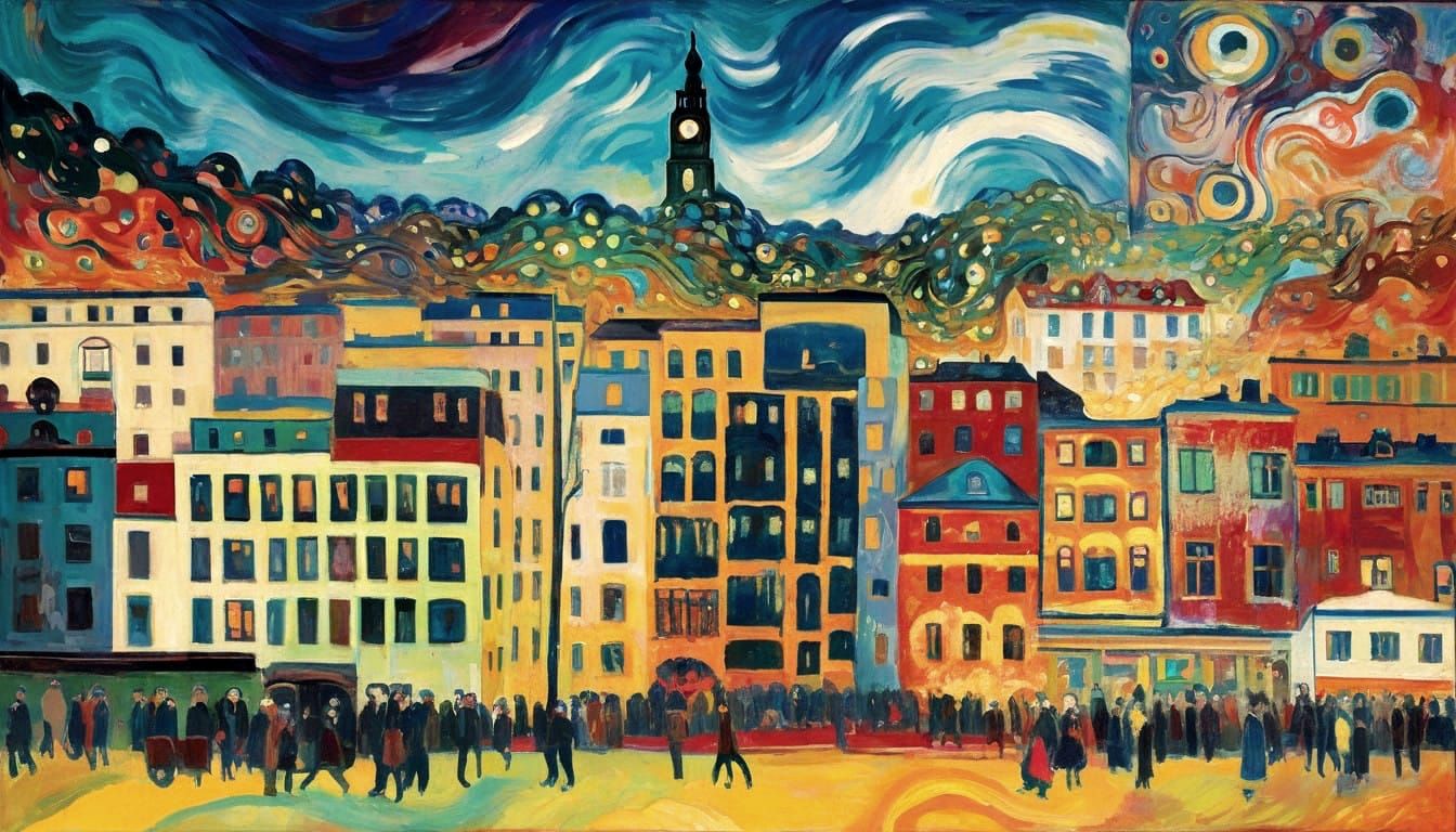 Vibrant Porto Cityscape in Expressionist Style