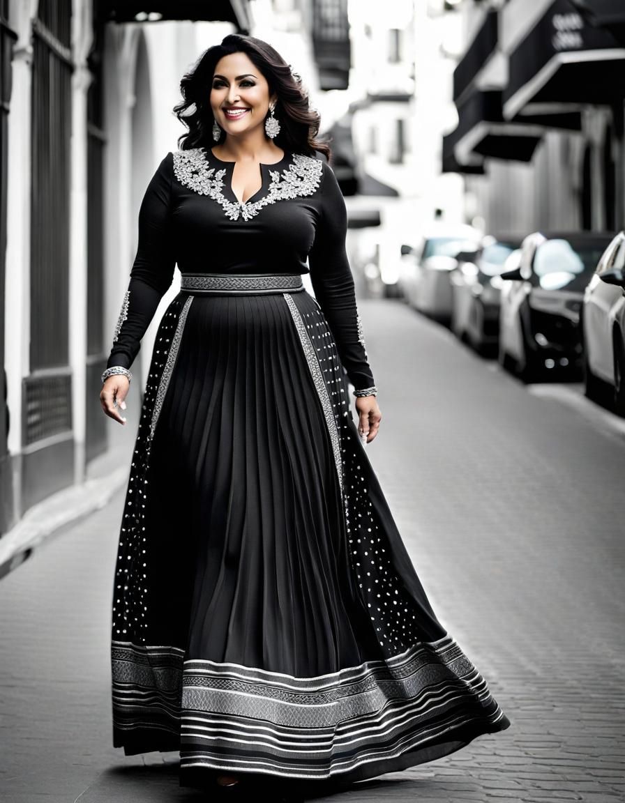 Middle Eastern Woman Walking with Confidence in a Modest Out...