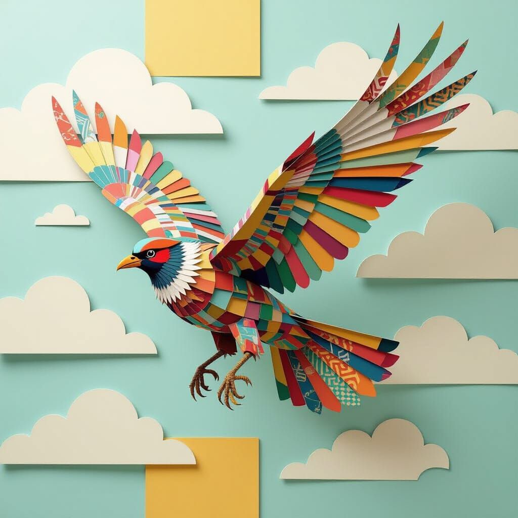 Mechanical Bird Assembled from Layered Fragments