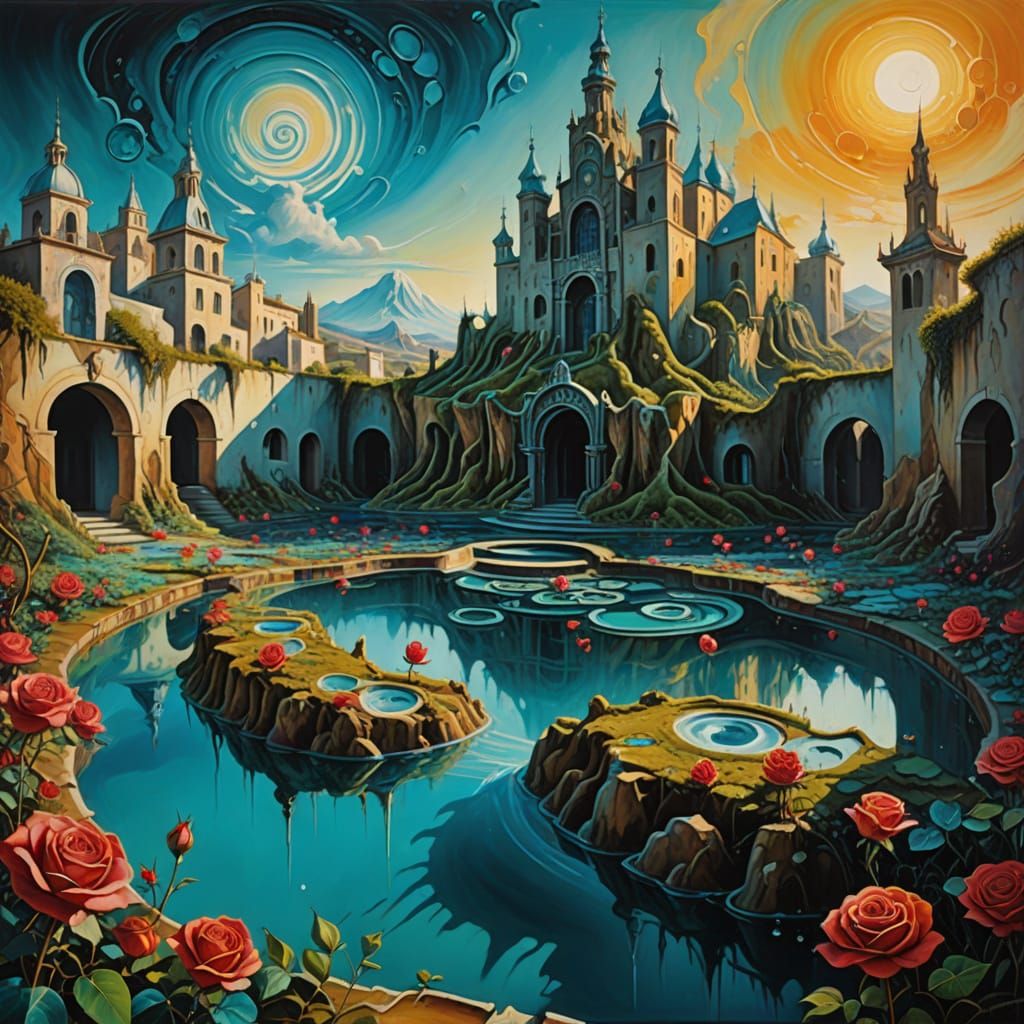 Dreamlike Labyrinth Monster Rises from Mystic Rose Garden