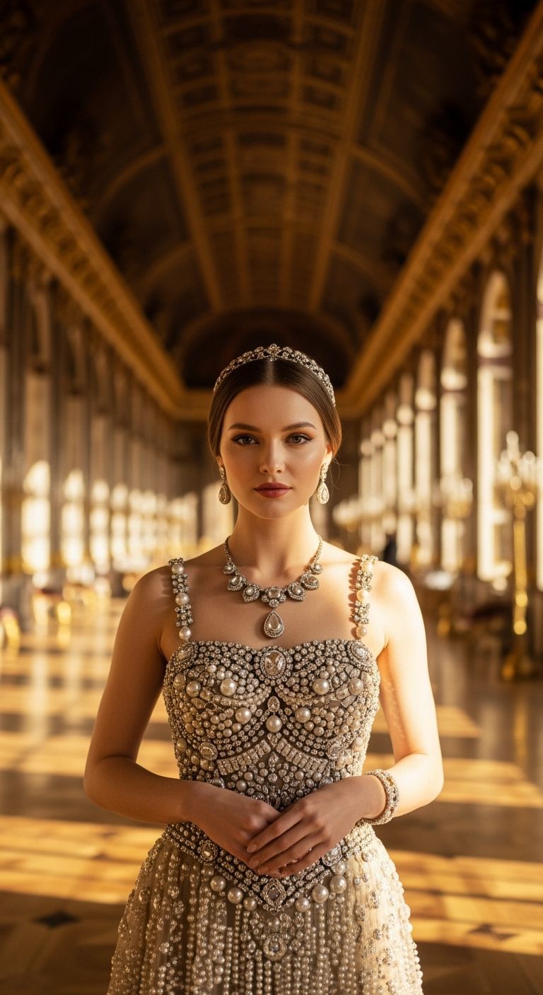 Ethereal Beauty in Palace Hall, Art Nouveau Style