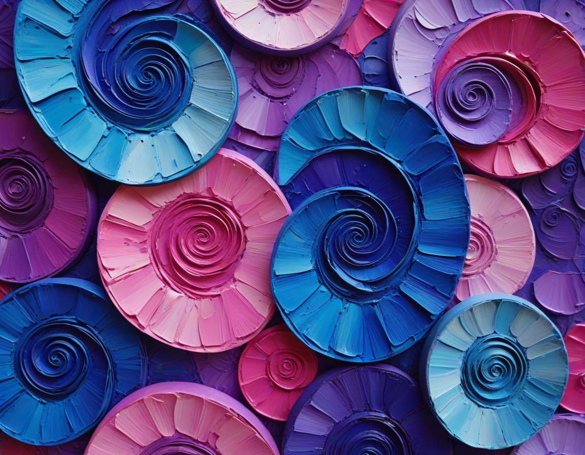 Colorful Impasto Swirls of Pink, Purple, and Blue