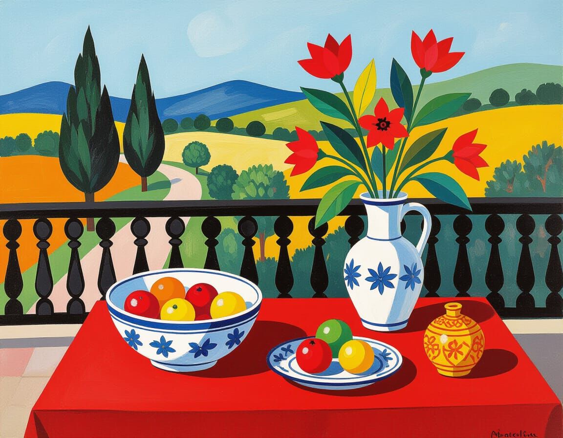 Still Life with Balcony View as Abstract Expressionism