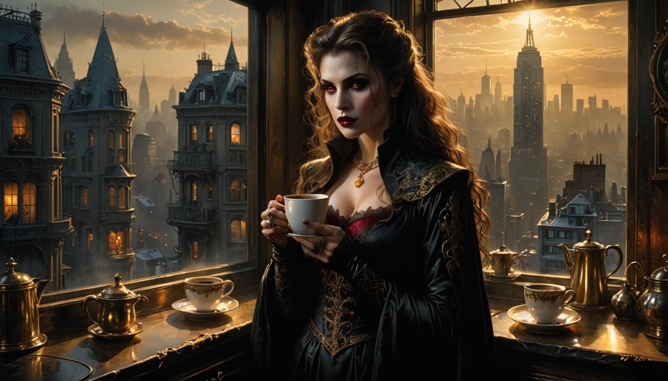 Vampire in New York Kitchen, Royo and Bak Style