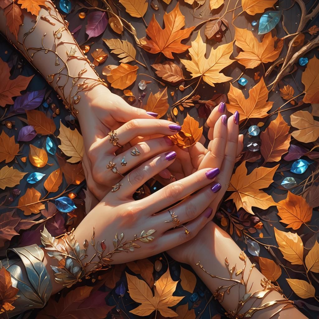 Autumn Nails in Whimsical Fantasy Style