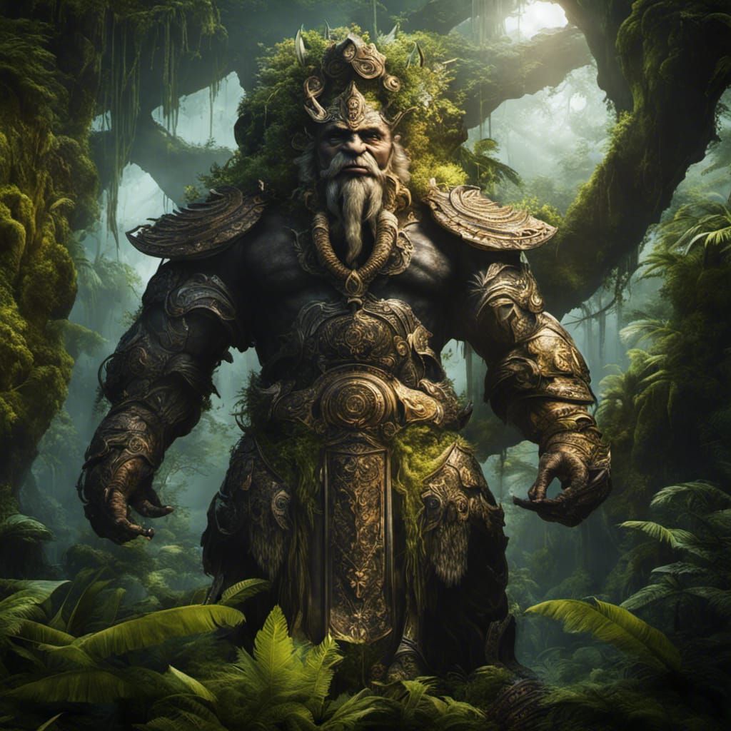 Rainforest God in Sci-Fi Fantasy Scene