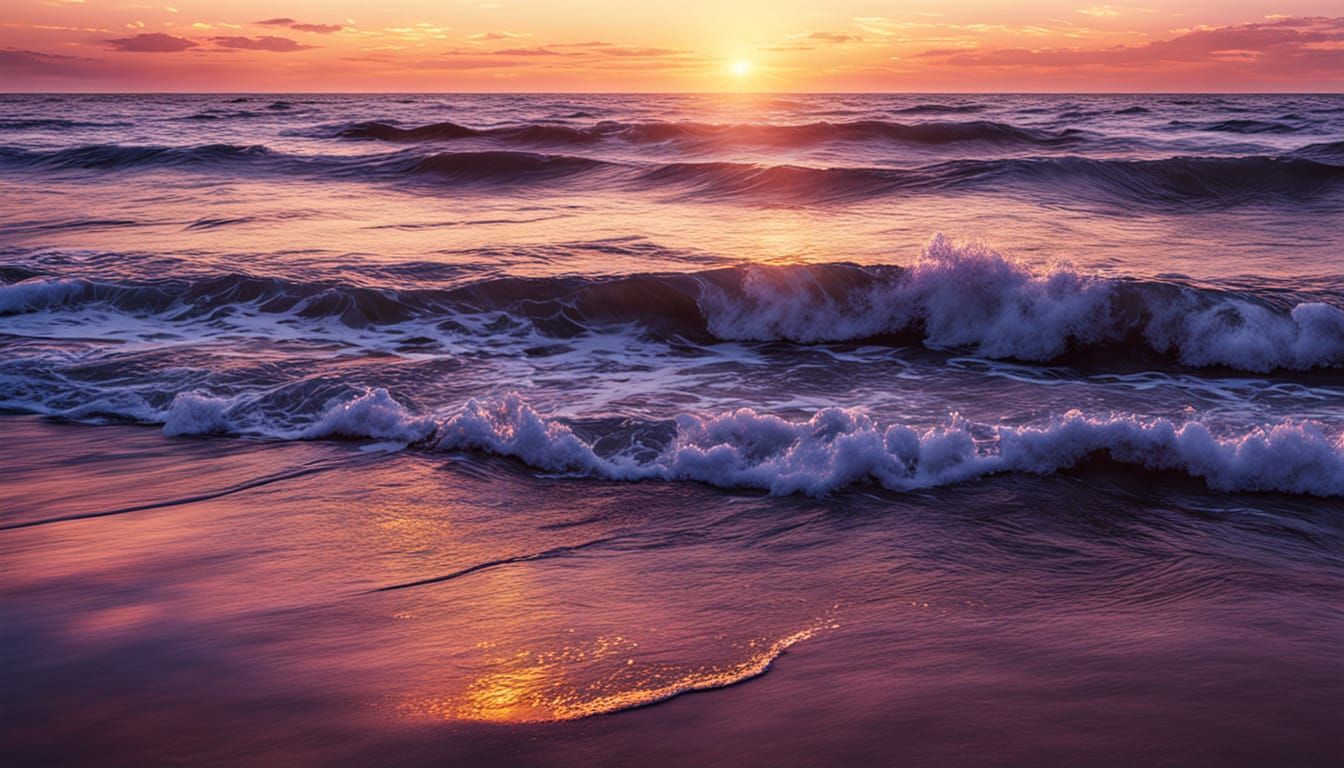 Cinematic Sunset Over Ocean Waves