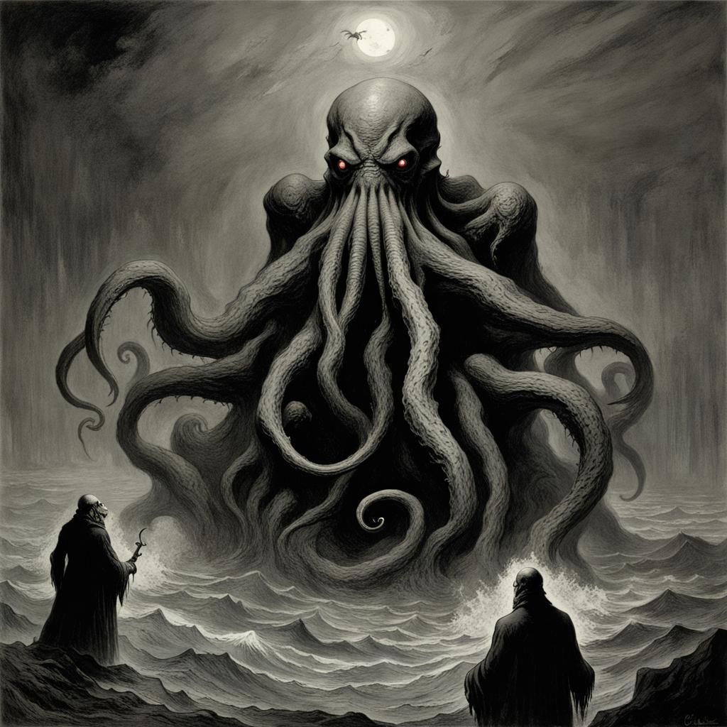 Cthulhu Horror in Gothic Art Style