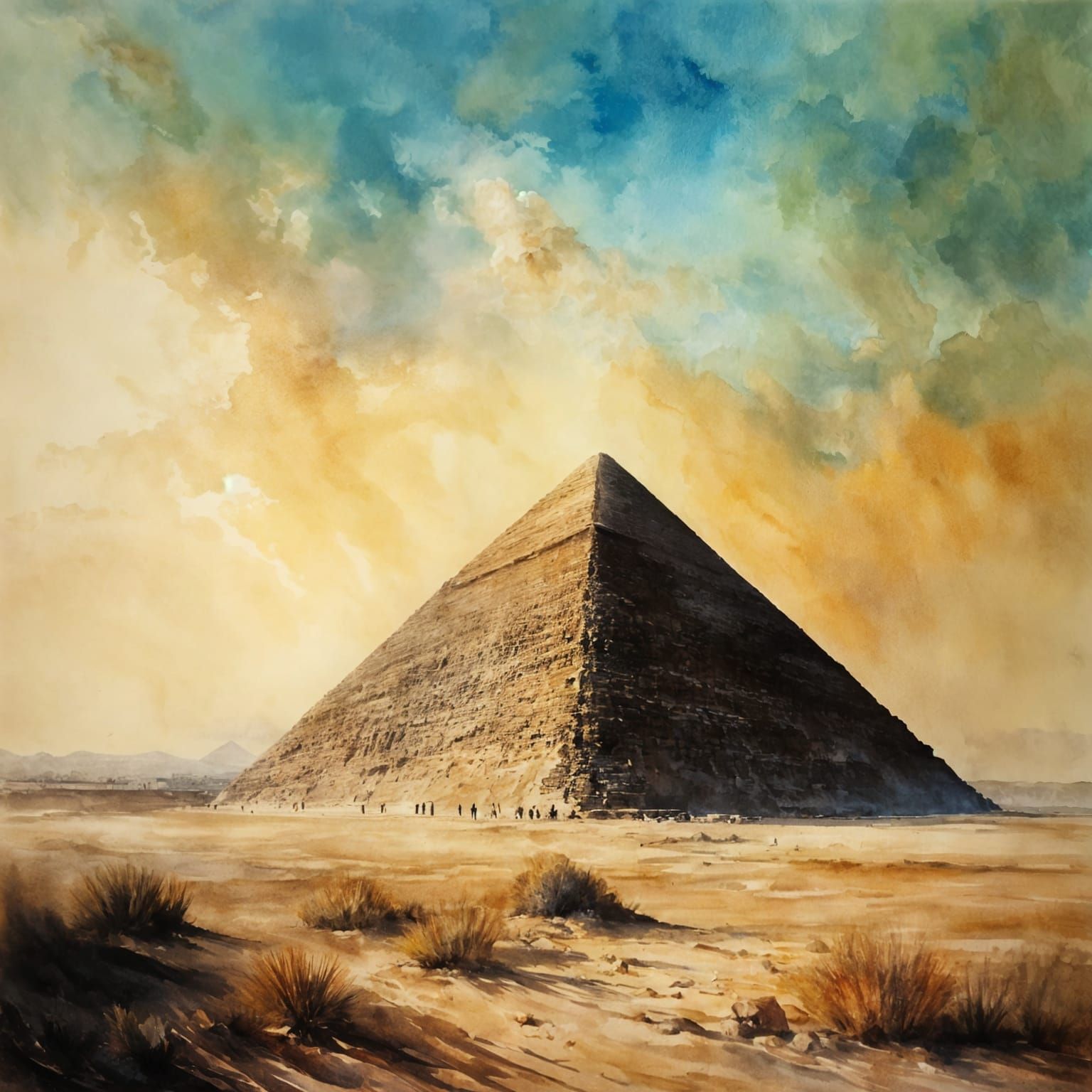 Egyptian Landmark in Watercolour