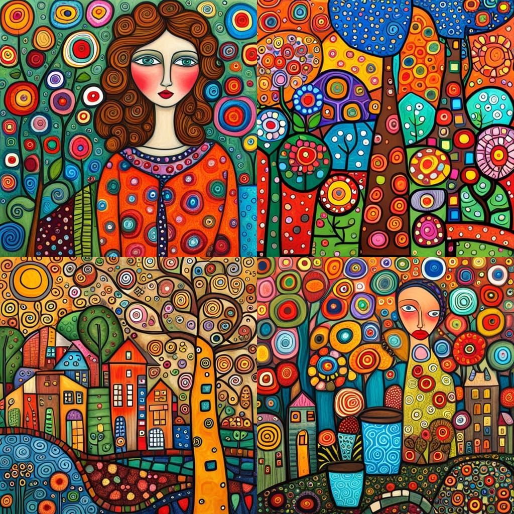 Colorful Summer Gardens in Mixed Media Style