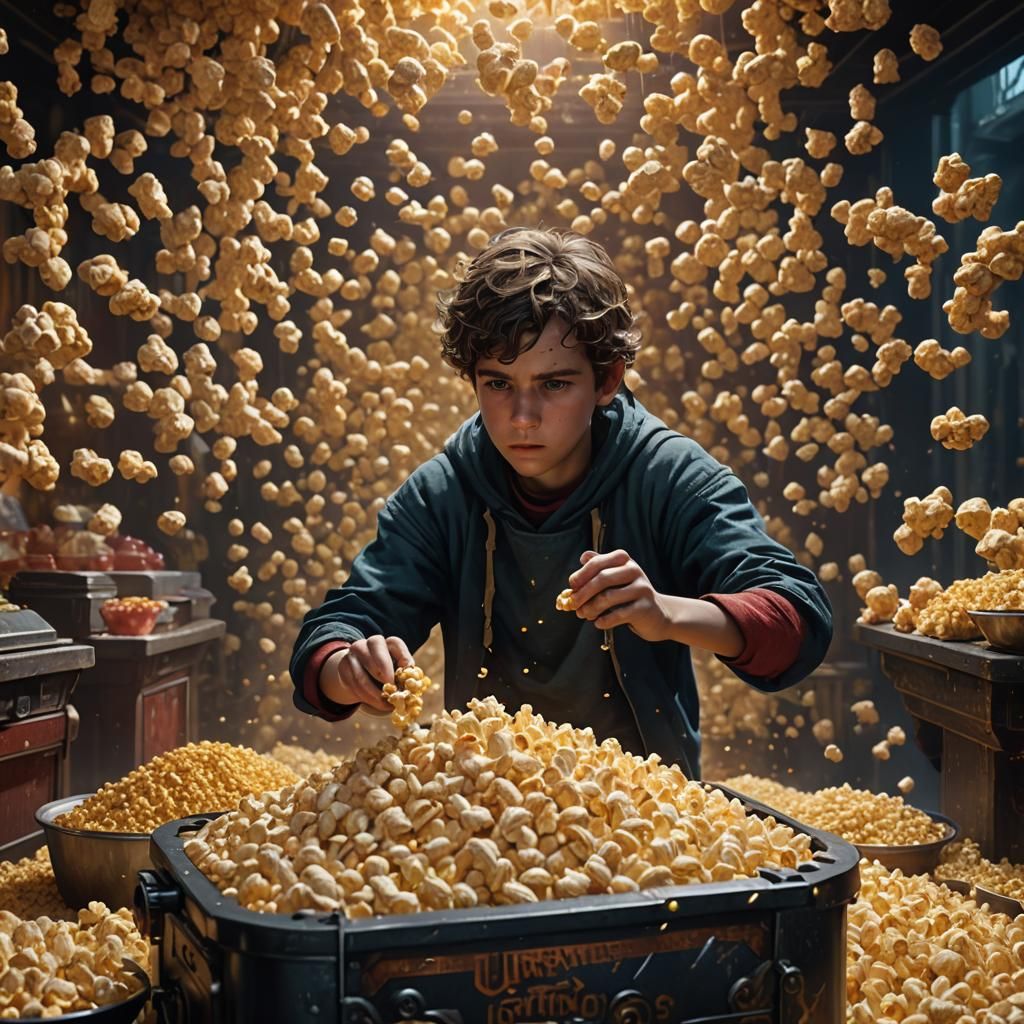 Futuristic Popcorn Machine in Dark Fantasy Style