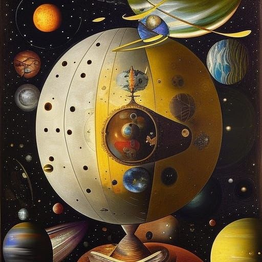 Steampunk Starship Orb: Digital Art Masterpiece