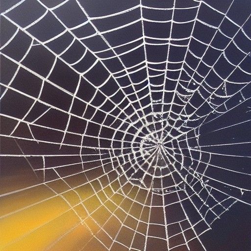 Detailed Spider Web in Oil Painting Style