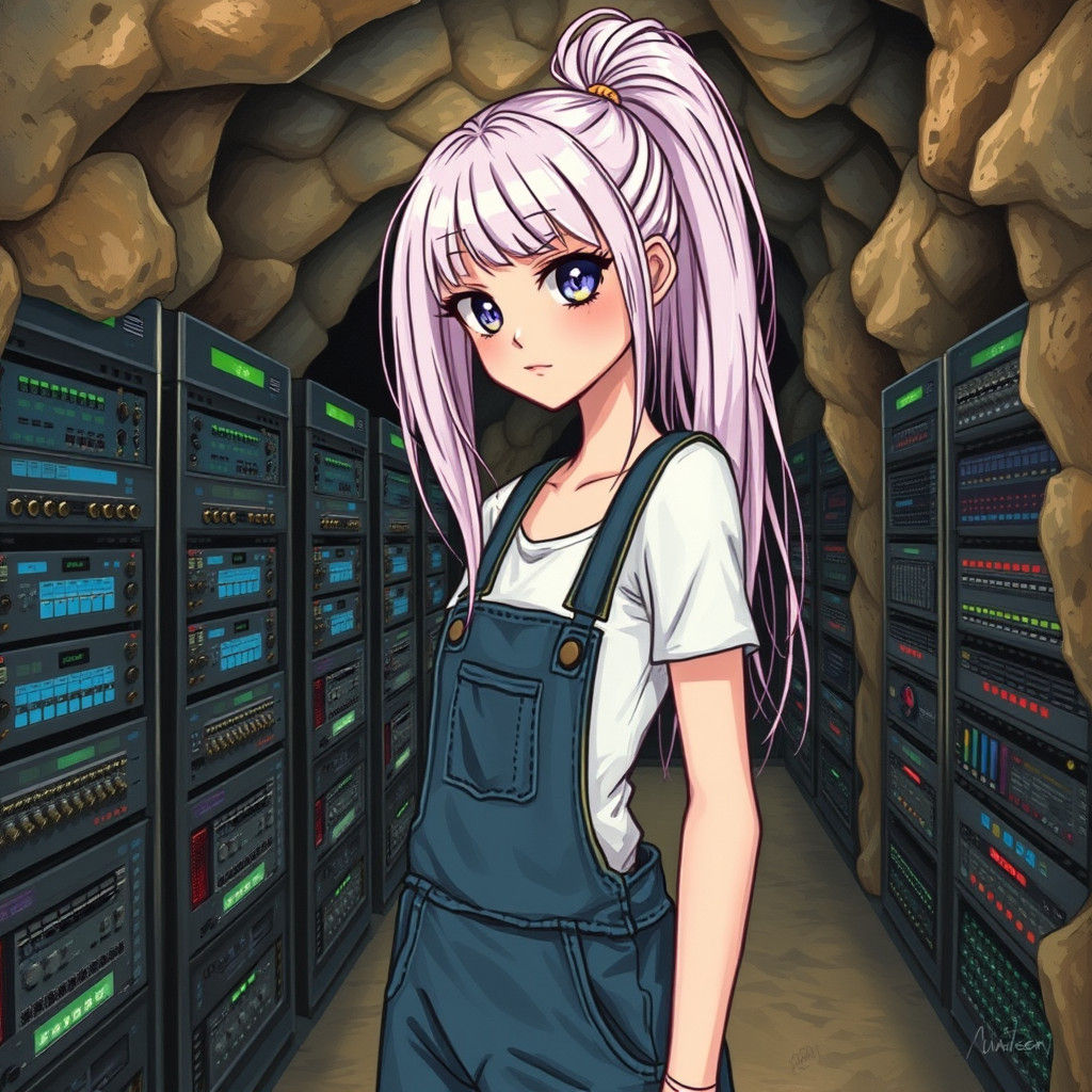 Cave Painting of Circuit Racks with Woman