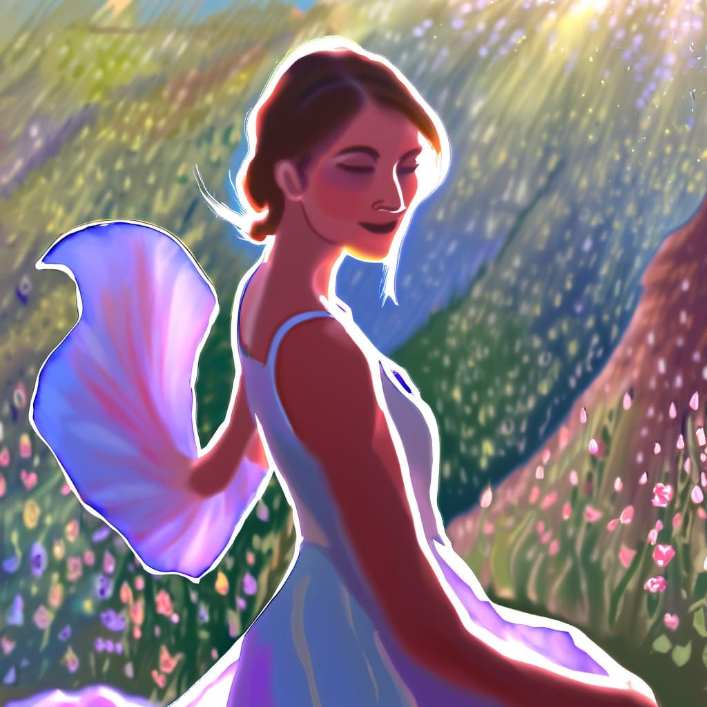 Impressionist Watercolor Garden Scene with Blooming Flowers