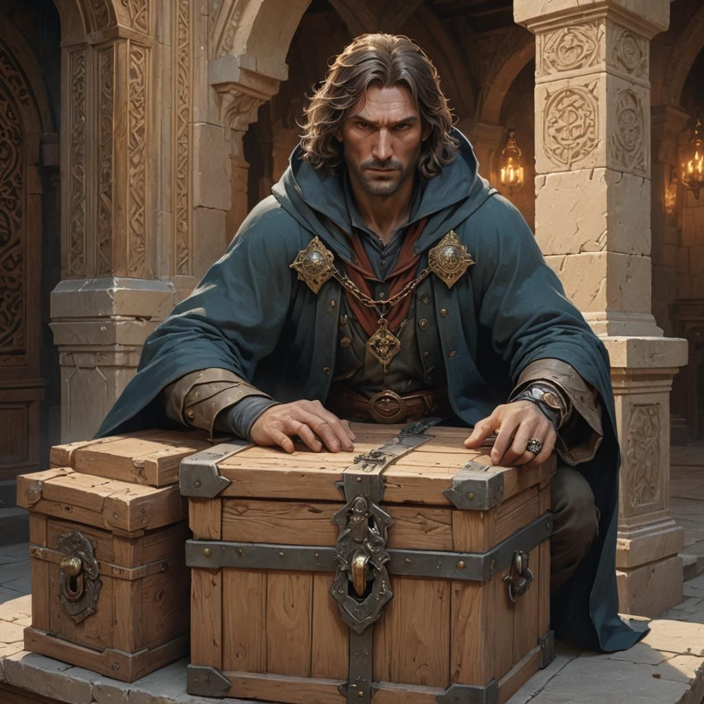 Cloaked Thief in Stone Palace: Fantasy Portrait