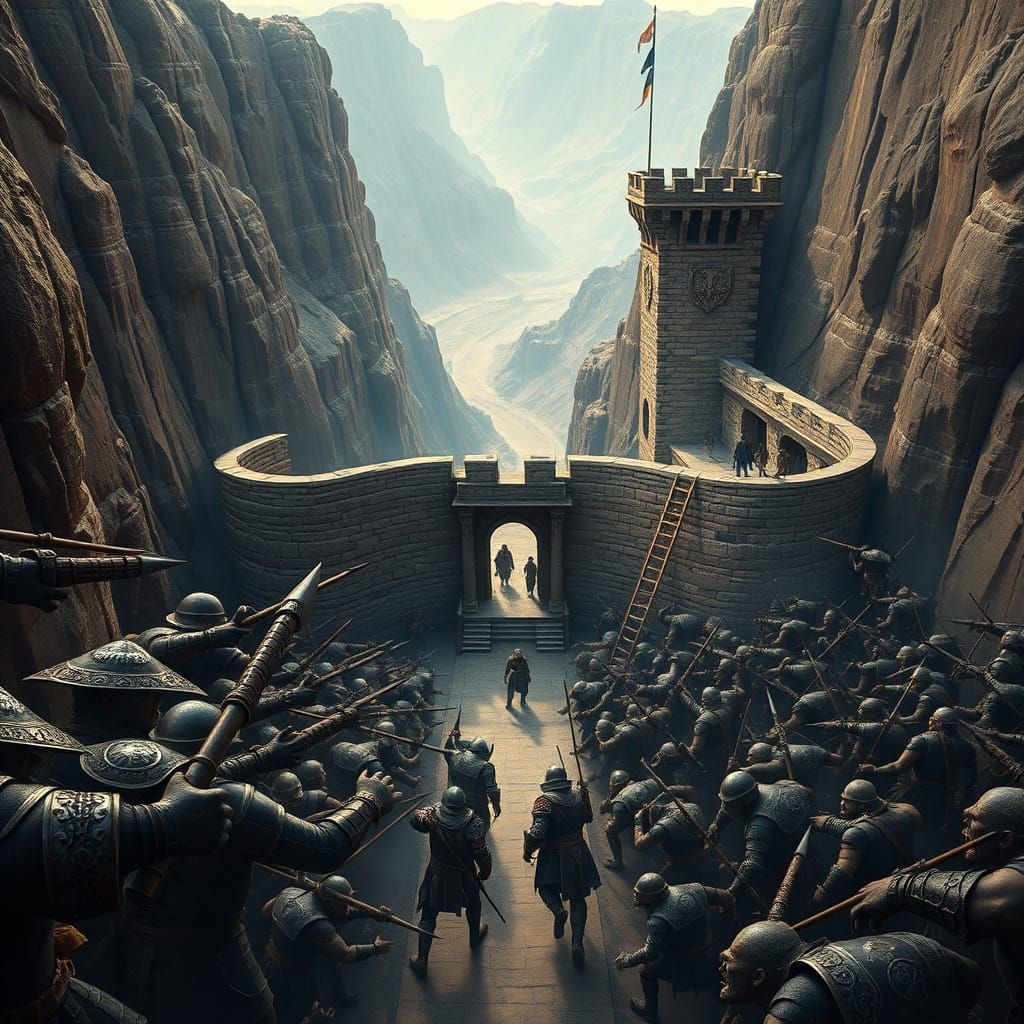 Epic Fortress Besieged by Orcs in a Cyberpunk-Inspired Lands...