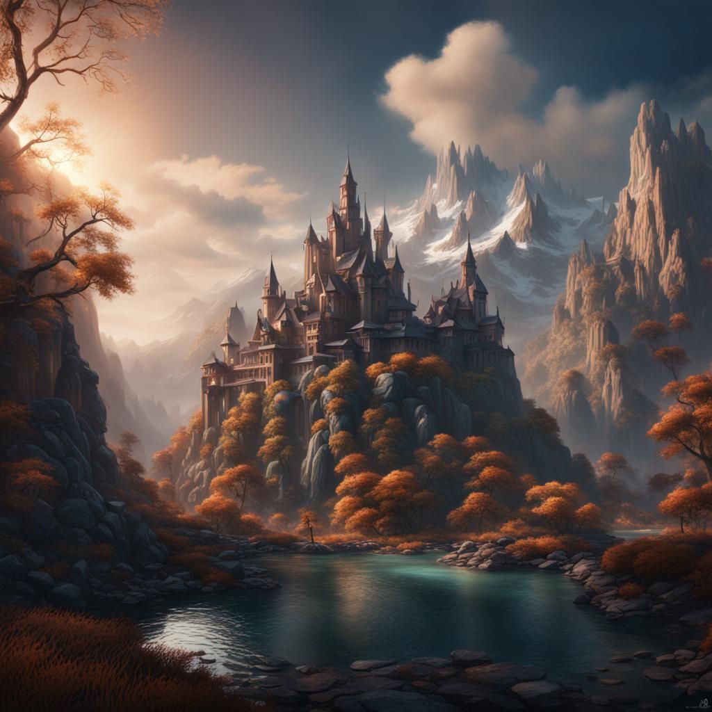 Mountains Rooted in Old Magic: Detailed Matte Painting