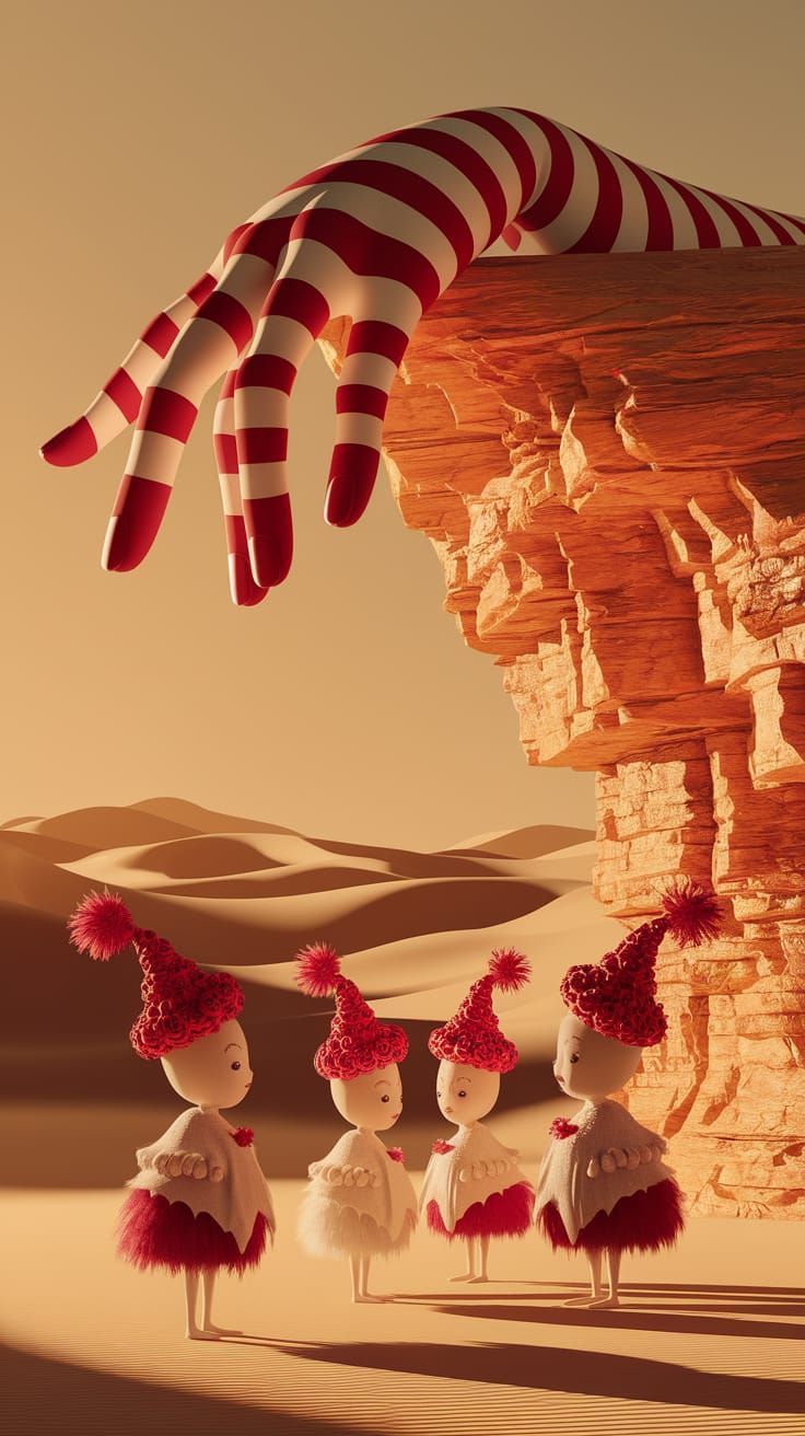 Surreal Desert Landscape with Giant Hand, Digital Art