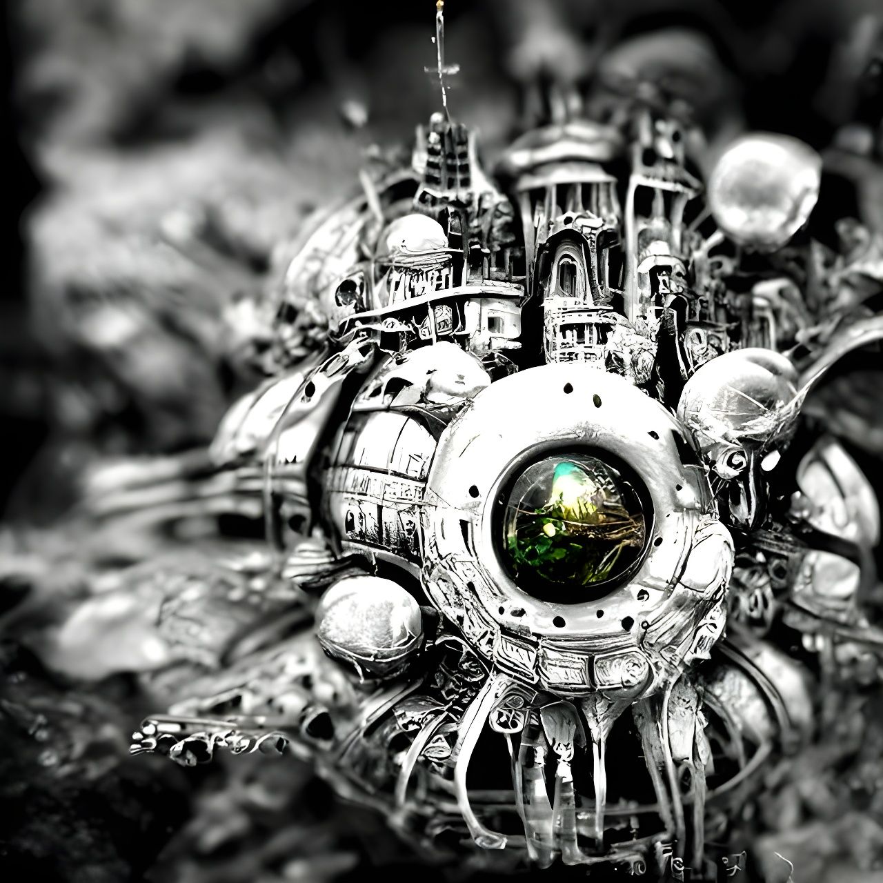 Steampunk Microverse: Surreal Alien Spaceships in 8K