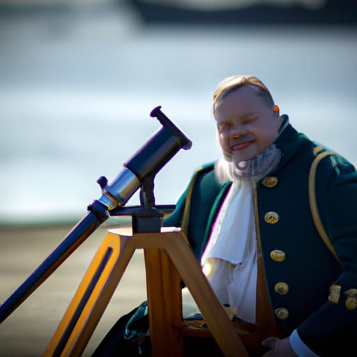 17th Century Sailor Navigating with Sextant