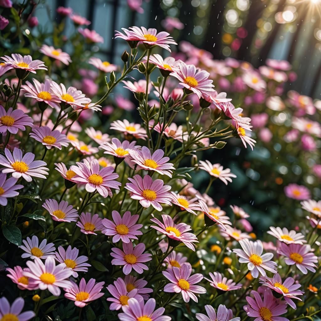 Vibrant Garden Flowers in Hyperrealistic Macro Photography