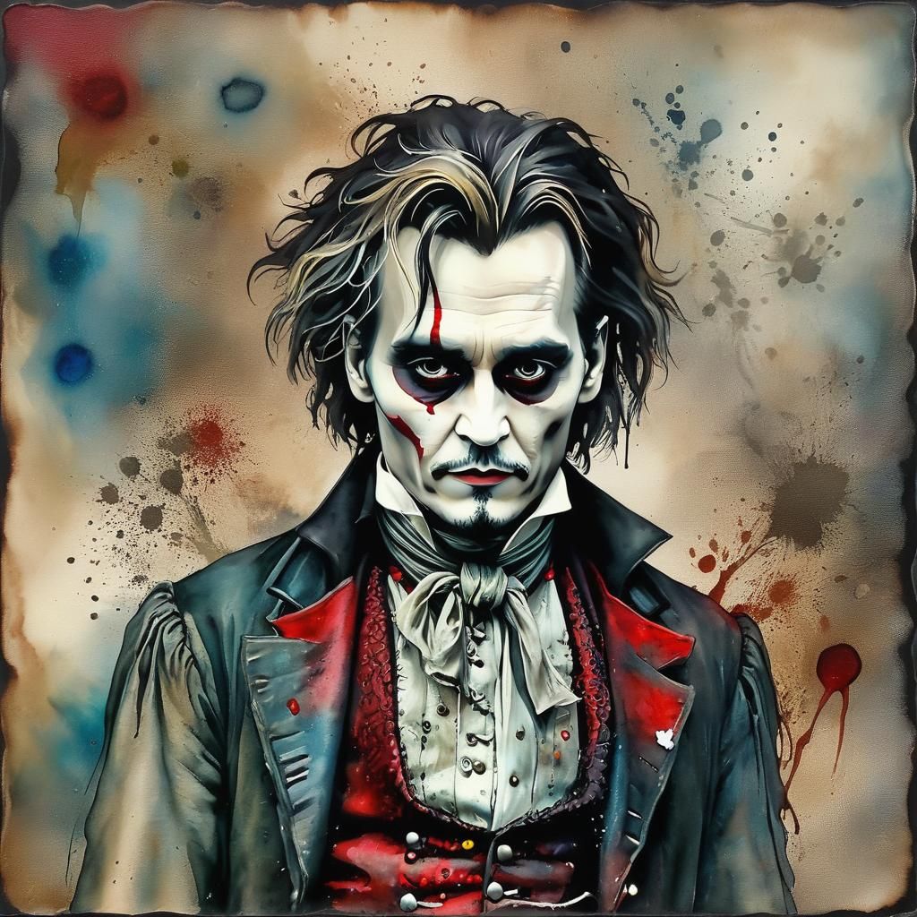 Surreal Johnny Depp as Sweeney Todd in a Desert Landscape