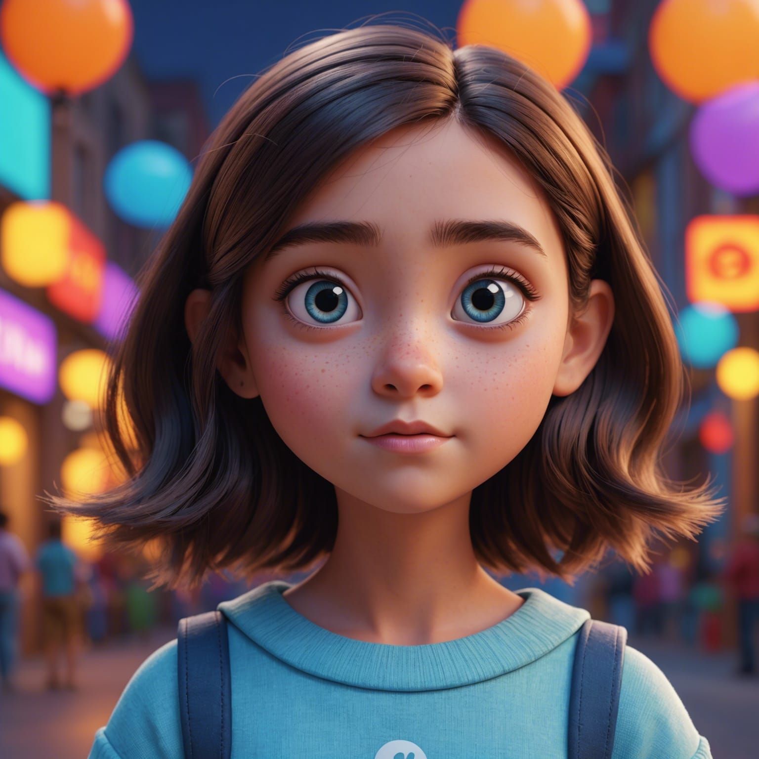 Pretty Girl with Big Eyes in 3D Digital Art