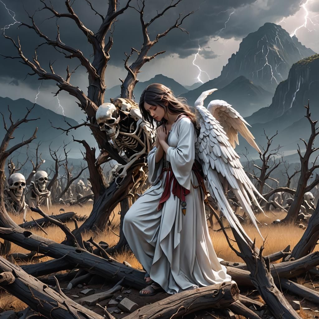 Sad Angel in Land of the Dead: 3D Anime Art