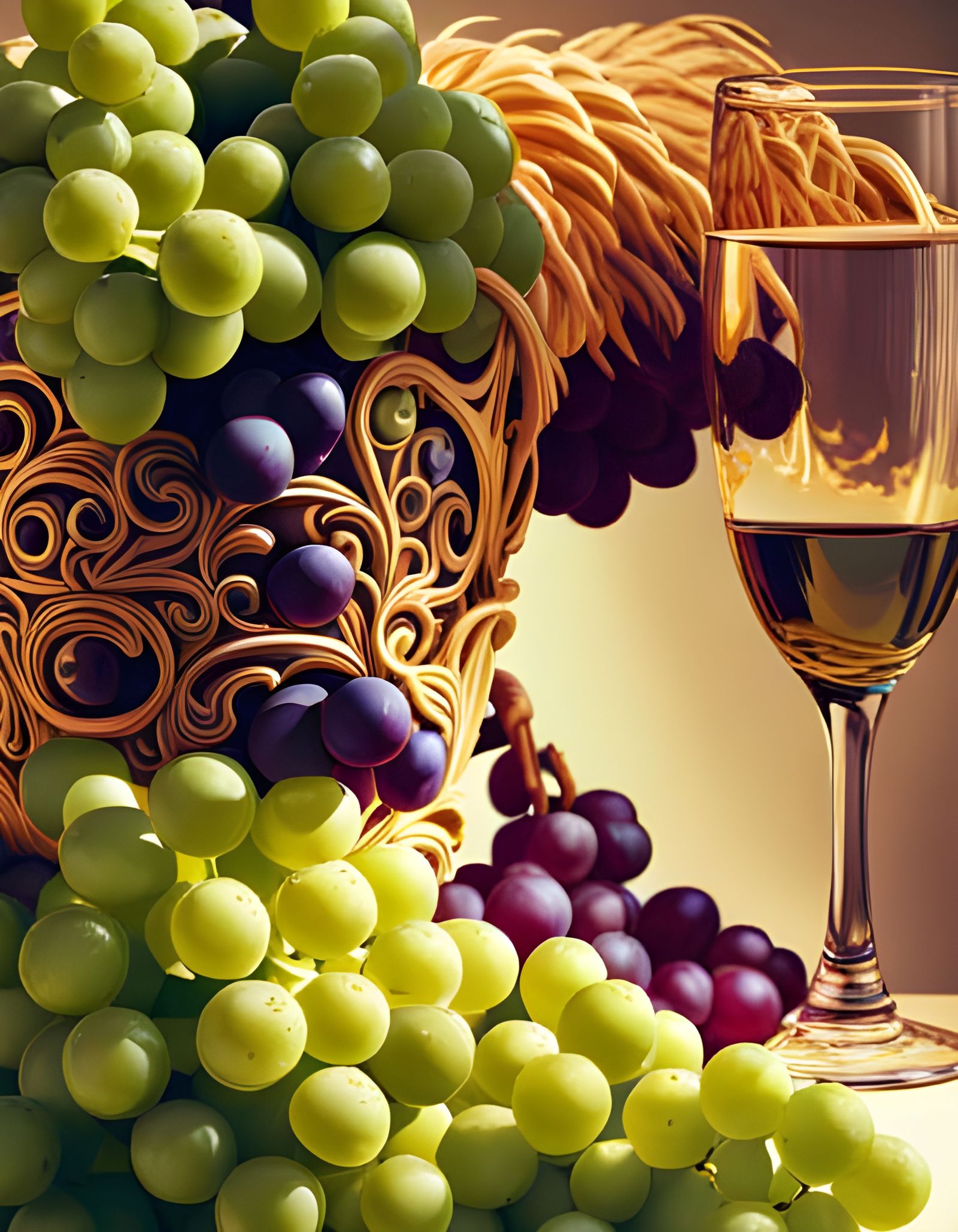 Psychedelic Digital Art: Wine and Grapes