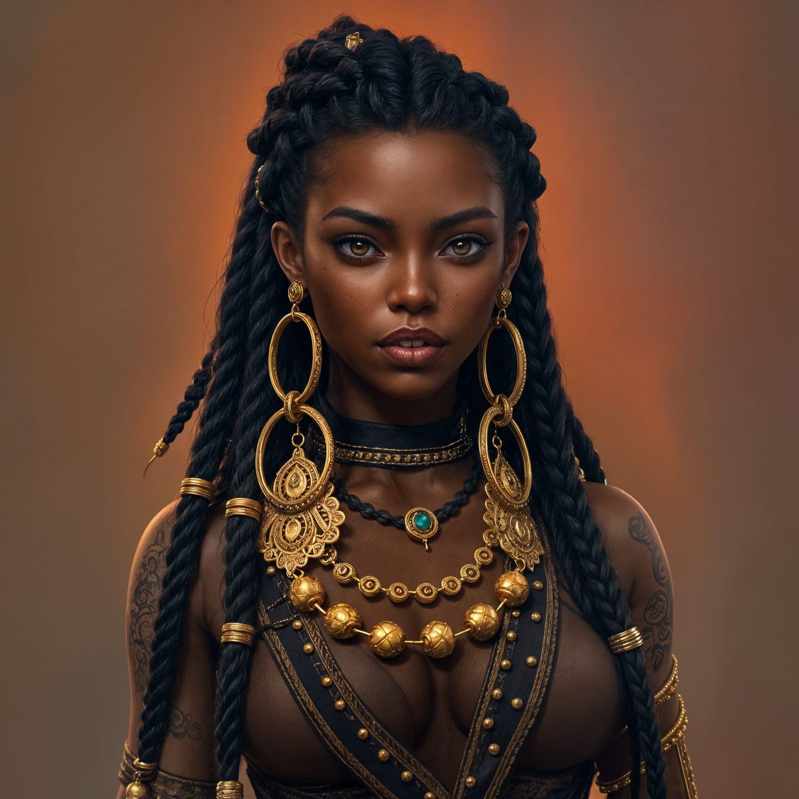 Elegant Fantasy Warrior in Rich, Deep Colors