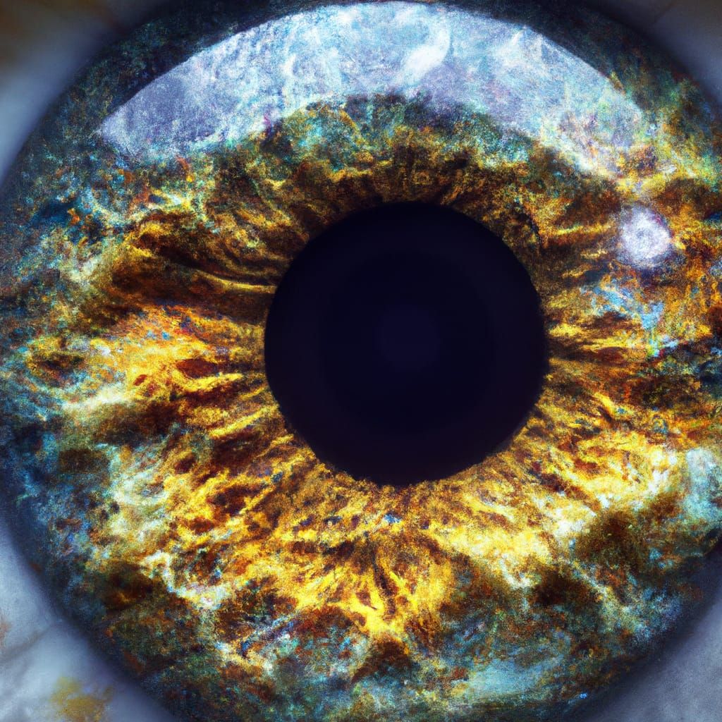 Detailed Iris with Galaxy Pattern in Hyperrealistic Style