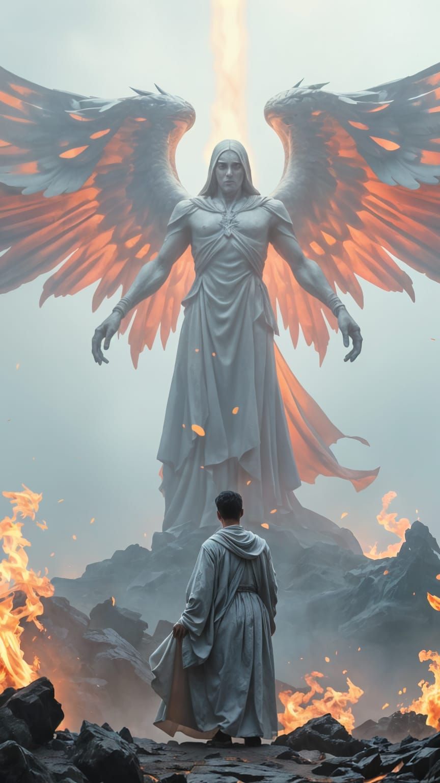 Ethereal Warrior Confronts the Angel of Death in a Baroque S...