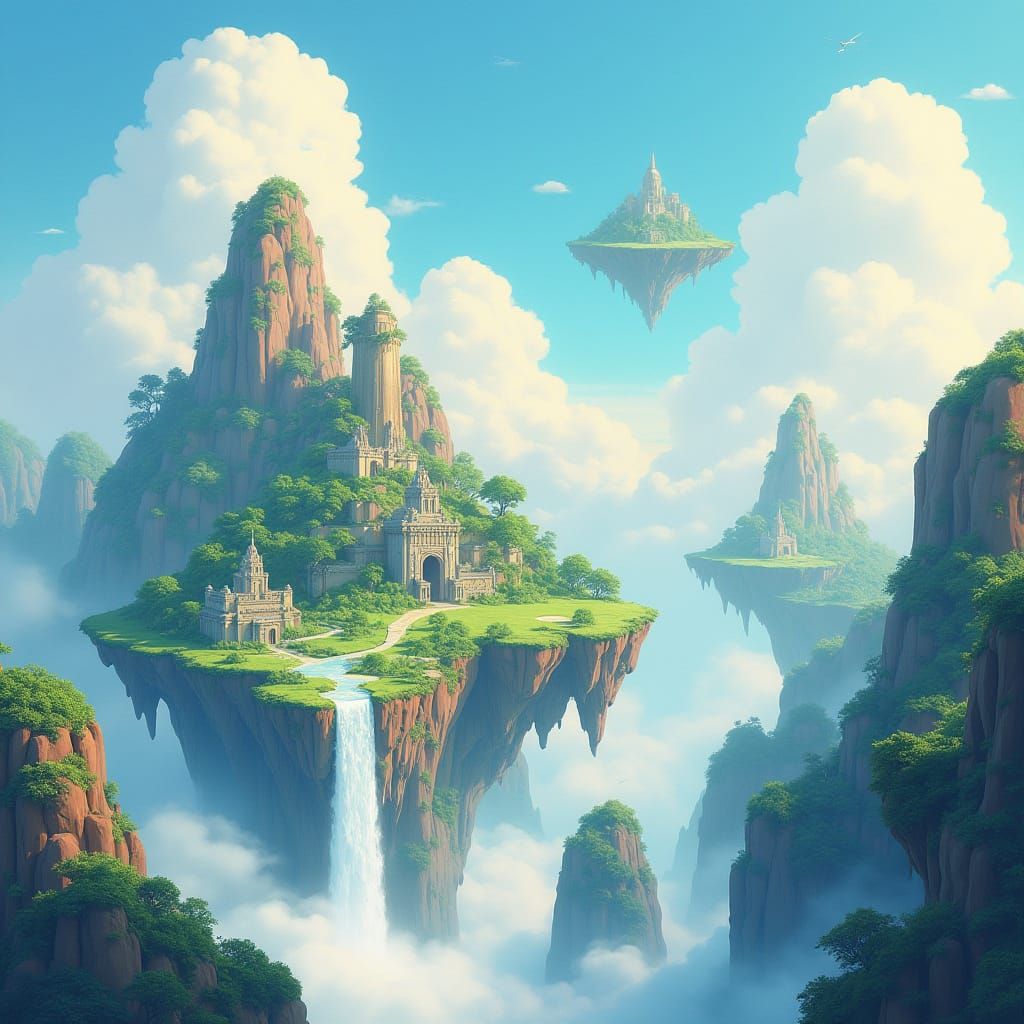 Floating Islands: A Whimsical Animated Landscape