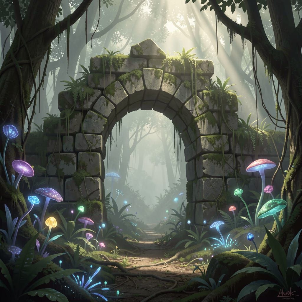 Ancient Jungle Archway in Ethereal Light