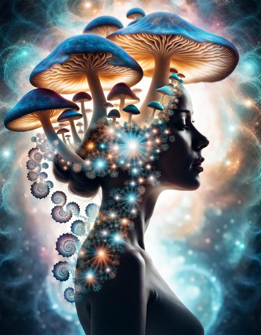 Cosmic Goddess Creates Magic: Double Exposure Art