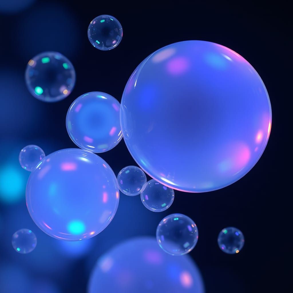 Bioluminescent Bubbles within Iridescent Opalescent Bubbles
