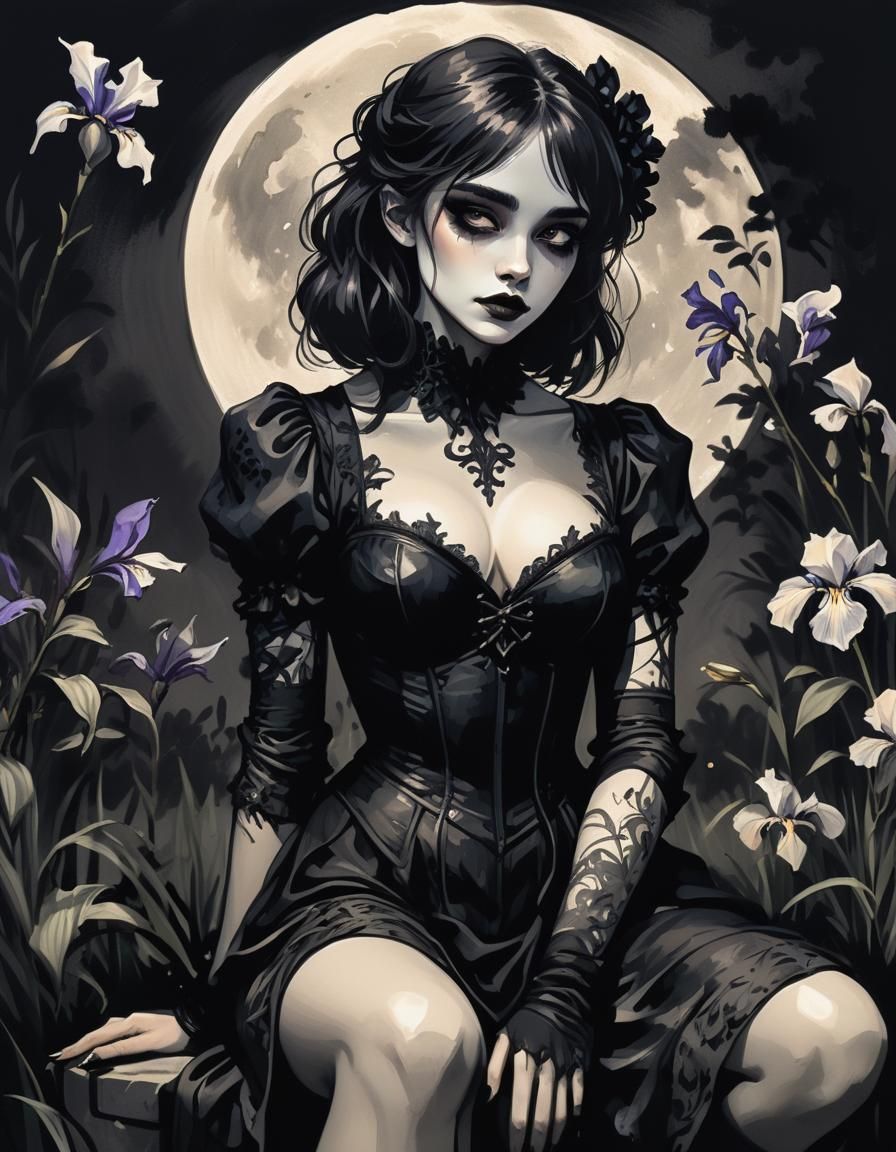 lace soft beautiful body, ink drawing