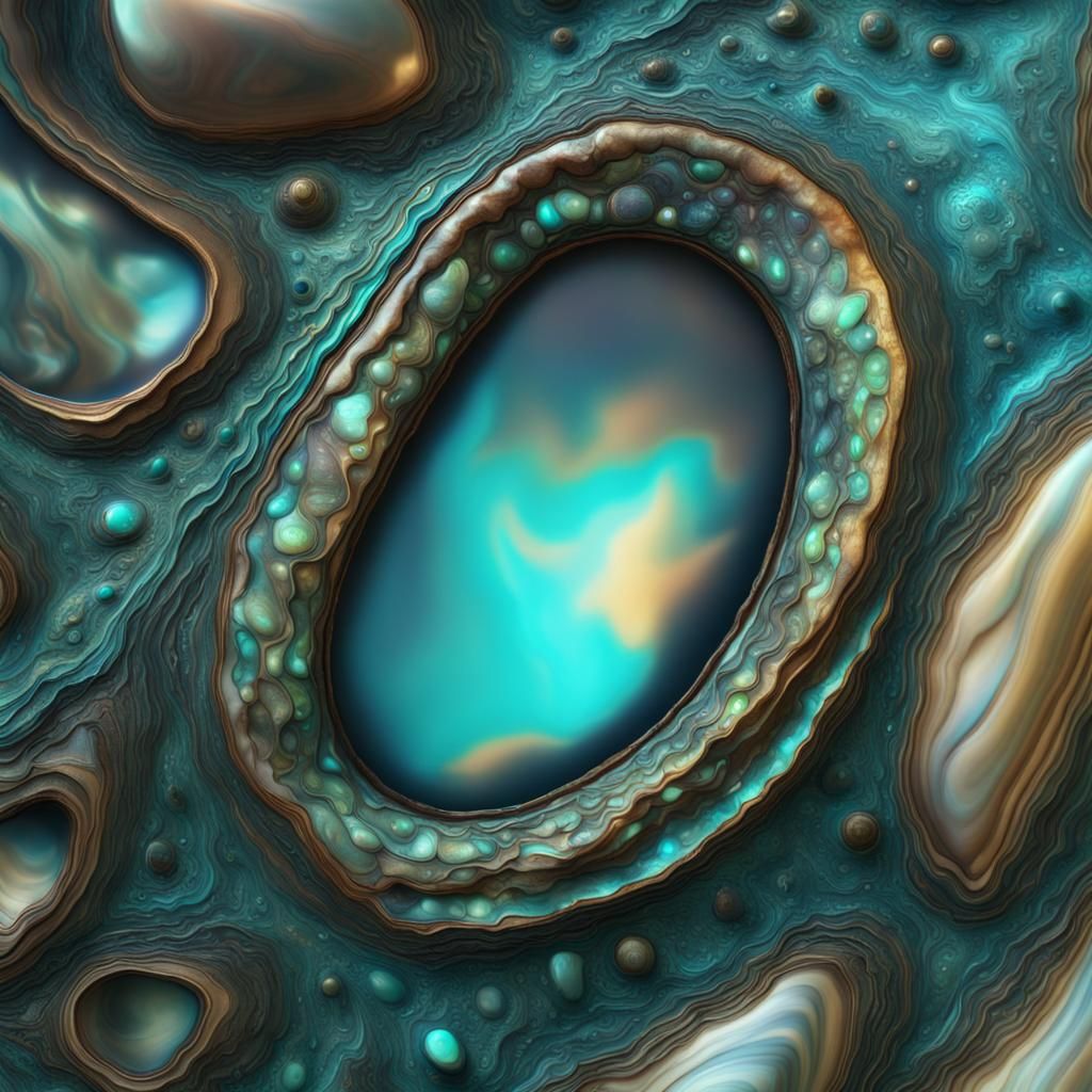 Abstract Flowing Abalone Art in Detailed Matte Style
