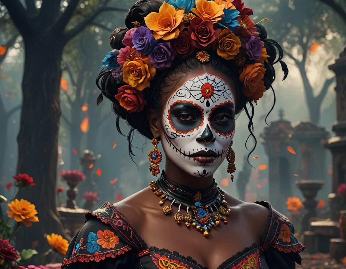 Woman with Día de los Muertos Face Paint