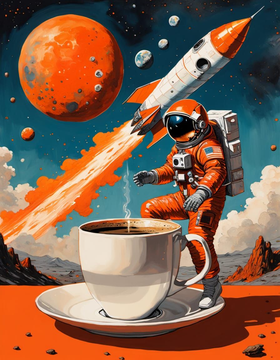 Astronaut Watches Rocket Launch From Coffee