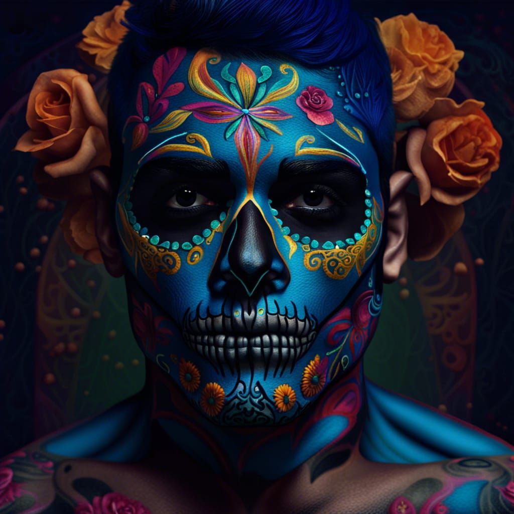 Dia de los Muertos: Handsome Man in Skull Face Paint